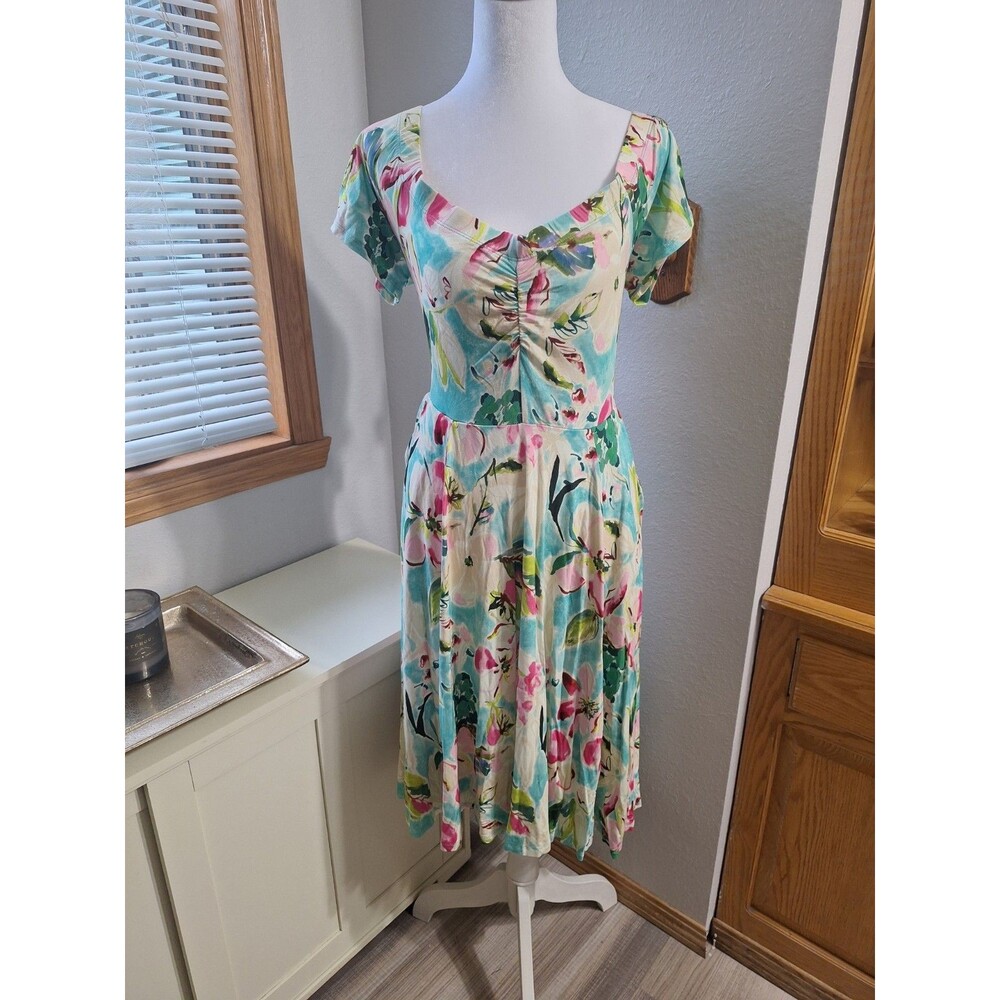 Torrid Skater Dress Size 0 Floral Multi Mini Supersoft Off Shoulder